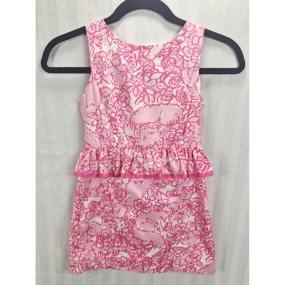 Lilly Pulitzer Other - Lilly Pulitzer Girls Pink White Floral Peplum Shift Dress Size 7